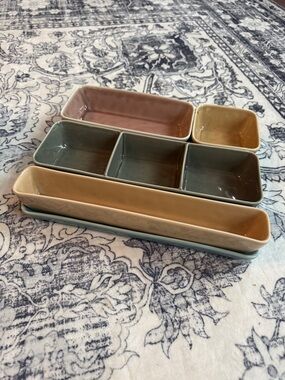 Ceramic Multi-Compartment Serving Dishes in Pastel Mix
